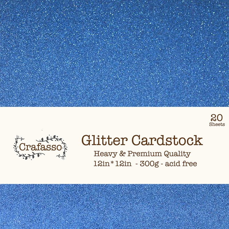 Crafasso 12" x 12" 300gms Heavy & Premium Glitter cardstock, 15 Sheets, Marine - Image 4